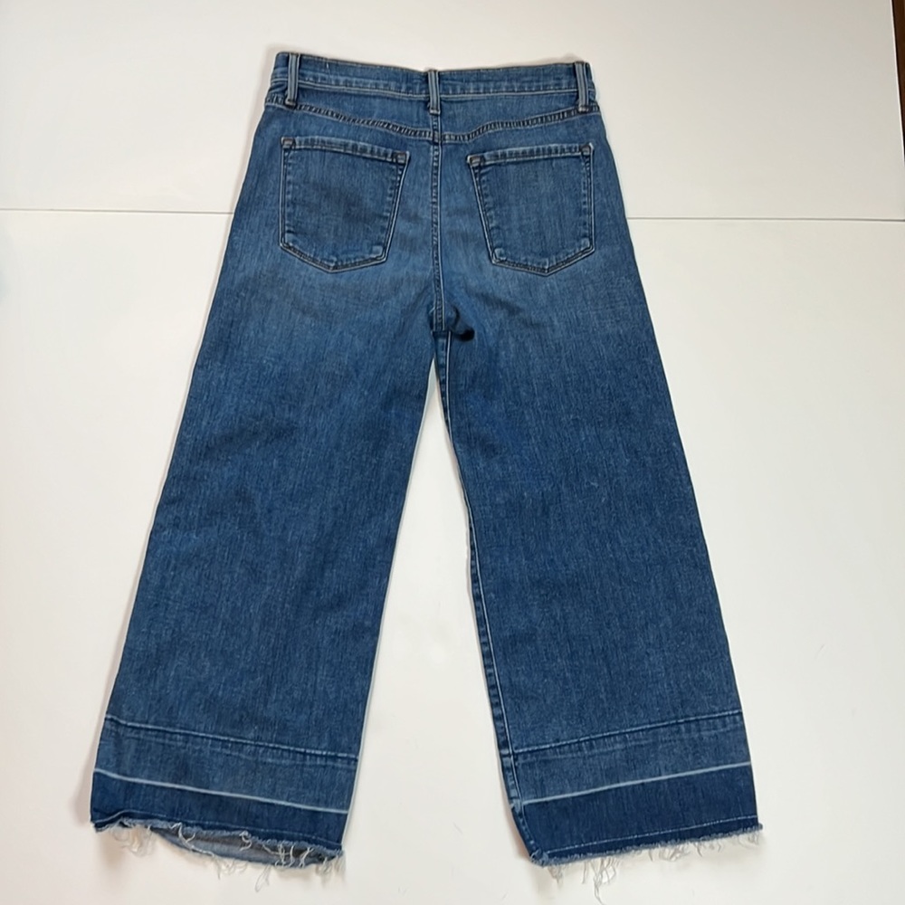 J Brand Liza wide leg cropped culotte denim jeans raw hem size 26 blue - Picture 2 of 4